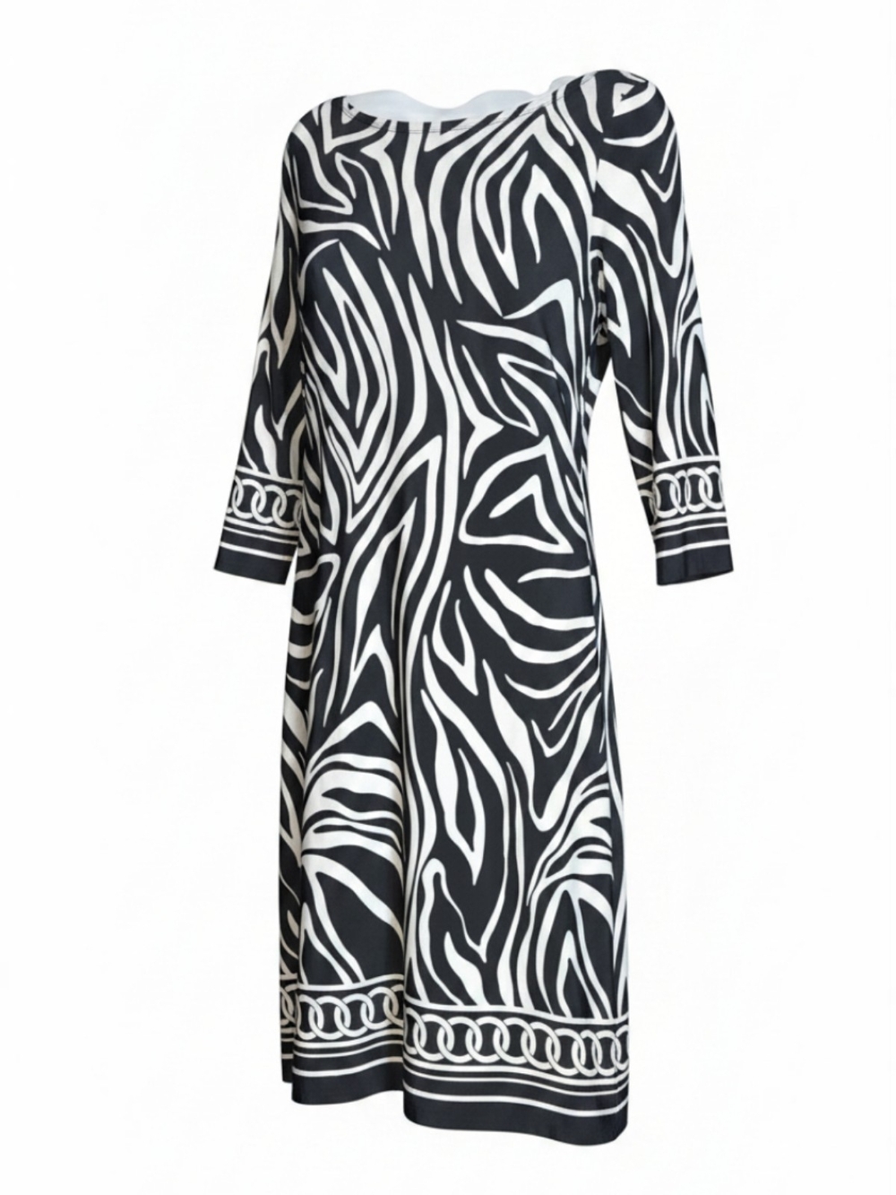 Glamour Black & White Zebra-Print Midi Dress